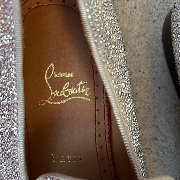 Christian Louboutin Swarovski Dandelion Silver Loafers Slip-On 44.5 US 10-10.5 - Picture 4 of 12